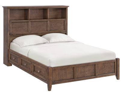 Whittier Wood McKenzie Java Queen Bookcase Storage Bed