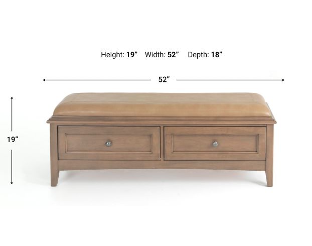 Whittier Wood Products McKenzie Pecan Bedroom Storage Bench large image number 9